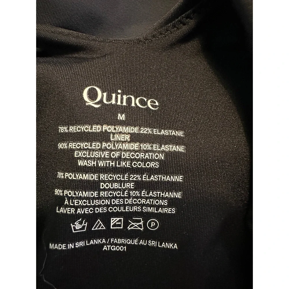 NWT Quince Womens Italian Cut Out One Piece Swimsuit Medium Sustainable Black